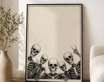 Skeleton Wall Art Print | Vintage Skeleton Poster | Gothic Wall Decor | Spooky Gallery Wall | Skeleton Art | Alternative Home Decor