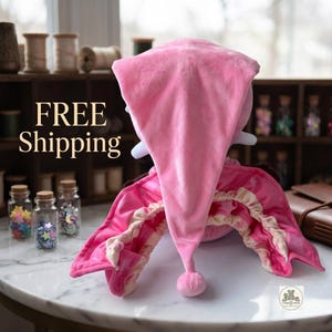 Dandy's World Astro Plush Toy - Sleepy Toon Roblox Plushie, Cute Pink Nightcap Star Eyepatch Stuffed Animal, Gift for Gamers image 3