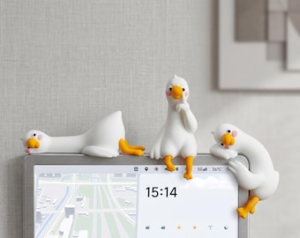 Personalization Computer Monitor Buddy Figurines,Duck Desk Toy and Decor,Artwork gift for her,Office Mood Booster for Workdays