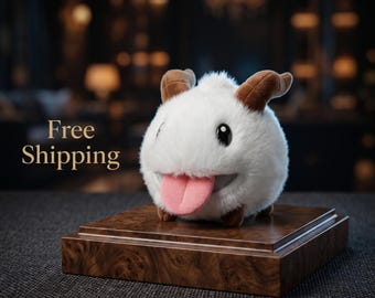 Handmade Poro Plush Toy | LoL Fan Made Poro Stuffed Plushie | 30cm LoL Poro Gift for Gamers | Gaming Setup Plush Decor