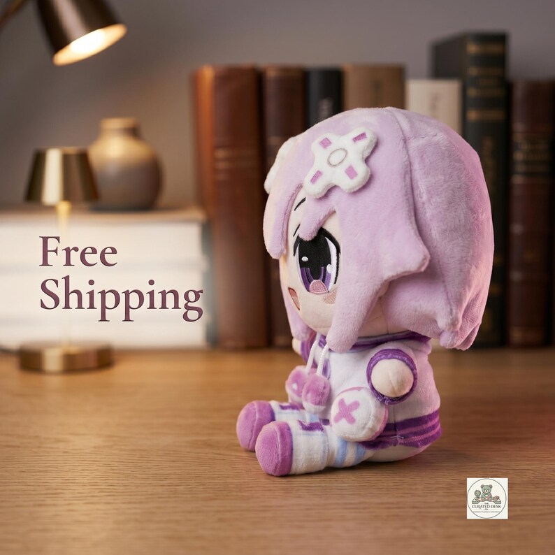 Neptune Plushie Hyperdimension Neptunia Plush Toy, Cute Anime Chibi Doll, Purple Gamer Room Decor, Collectible JRPG Fan Gift, Kawaii Plush image 3