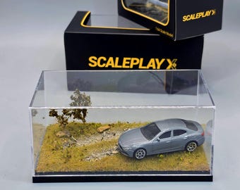 1/64 Scale Country Dirt Track Diorama with Case | Handmade Display for Hot Wheels, Mini GT, Tomica, Matchbox | Cinematic Roadside Backdrop