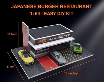 1:64 Scale Japanese Restaurant Diorama Display for Hot Wheels, Mini GT, Tomica, Matchbox - DIY Kit