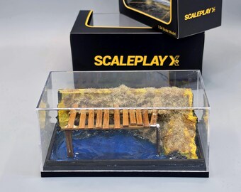 1/64 Scale Country Riverside Diorama with Case | Handmade Display for Hot Wheels, Mini GT, Tomica, Matchbox | Cinematic Roadside Backdrop