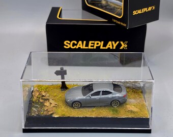 1/64 Scale Country Crossroads Diorama with Case | Handmade Display for Hot Wheels, Mini GT, Tomica, Matchbox | Cinematic Roadside Backdrop