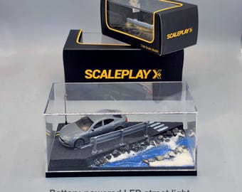 1/64 Scale Coastline Road Diorama with LED Light & Case | Handmade Display for Hot Wheels, Mini GT, Tomica, Matchbox | Cinematic Backdrop