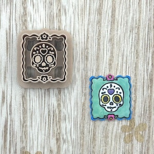 Papel Picado Skull Clay Cutters Embossed  Polymer Clay Cutters, Day of the Dead Earring Cutter, Sugar Skull Frame Cutter, Dia de los Muertos