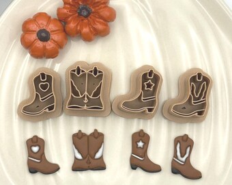 Cowboylaars-kleisnijders, 4 polymeerkleisnijders, gereedschap voor reliëf-oorbelhangers in westernstijl