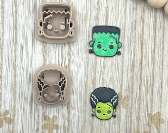 Frankenstein Clay Cutters, 2 Polymer Clay Cutters, Halloween Monster Earring Cutter, Spooky Couple