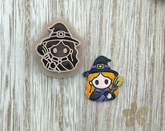 Witch Clay Cutters, Polymer Clay Cutters, Kawaii Halloween Witch Earring Charm Tool