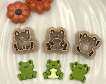 Kawaii Frog Clay Cutters, 3 Polymer Clay Cutters, Cute Toad Earring Charm Tool