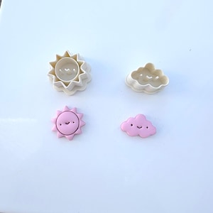 Kawaii Sun Cloud Clay Cutters, 2 Polymer Clay Cutters, Weather Earring Charm Tool