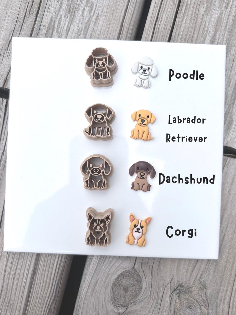 Dog Breed Clay Cutters, 22 Polymer Clay Cutters, Kawaii Puppy Earring Charm Tool image 7