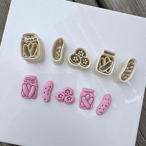 Pickle Polymer Clay Cutter Set | 3D Printed Pickle Jar Spear Slice Shape Cutters