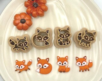 Kawaii Fox Clay Cutters, 4 Polymer Clay Cutters, Fall Woodland Earring Charm Tool