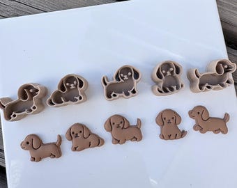 Kawaii Dachshund Polymer Clay Cutter | 3D Printed Dog Puppy Shape Cutter Set