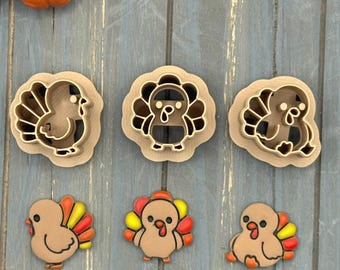 Thanksgiving Turkey Clay Cutters, 3 Polymer Clay Cutters, Kawaii Fall Earring Charm Tool