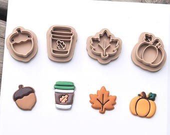 Cozy Fall Clay Cutters, 4 Polymer Clay Cutters, Autumn Earring Charm Tool