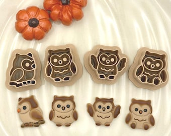 Kawaii Owl Clay Cutters, 4 Polymer Clay Cutters, Fall Woodland Earring Charm Tool