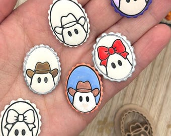 Kawaii Ghost Cameo Clay Cutters, 2 Polymer Clay Cutters, Halloween Earring Charm Tool