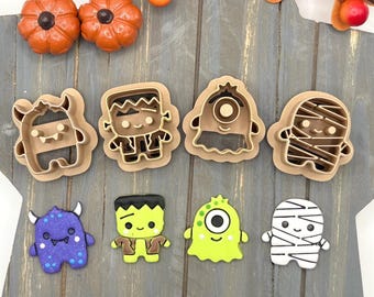 Halloween Monster Clay Cutters, 4 Polymer Clay Cutters, Kawaii Frankenstein Mummy Earring Tool