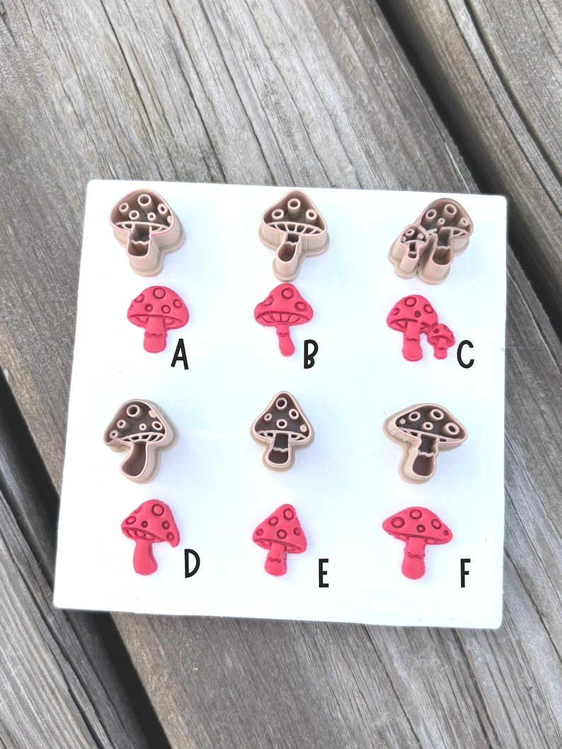 Toadstools Design Embossed Kawaii Toadstool Cutter Set, 6 Design Polymer Clay Cutter ...