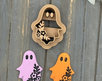 Floral Ghost Clay Cutters, Polymer Clay Cutters, Halloween Ghost Flower Earring Charm Tool