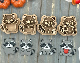 Kawaii Raccoon Clay Cutters, 4 Polymer Clay Cutters, Earring Charm Tool
