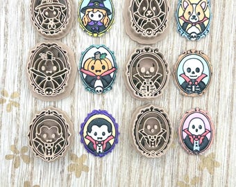 Halloween Cameo Clay Cutters, 6 Polymer Clay Cutters, Spooky Portrait Earring Cutter, Gothic Frame