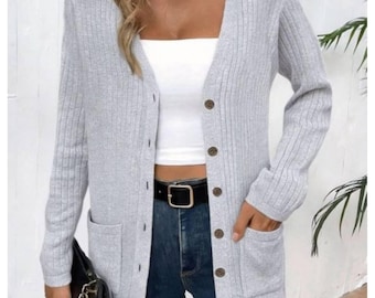 Women’s Cardigan Sweater | Long Sleeve Button Knit | Casual Cozy Outfit