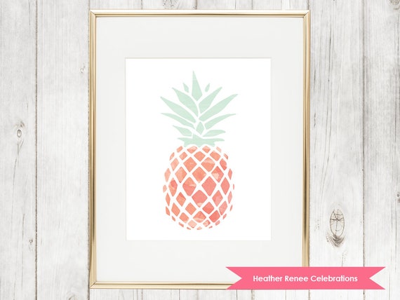 Pineapple Print | Printable Pink and Mint Nursery Decor | Wall Art Instant Download Il_570xn