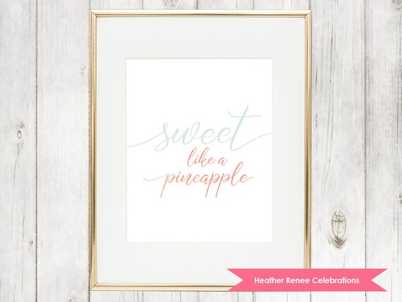 Sweet Like a Pineapple Wall Art | Pink and Mint Pineapple Decor | Printable Nursery Print Instant Download Il_570xn