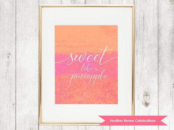 Sweet Like a Pineapple Wall Art | Pink and Orange Pineapple Nursery Print | Printable Baby Girl Decor Instant Download Il_570xn