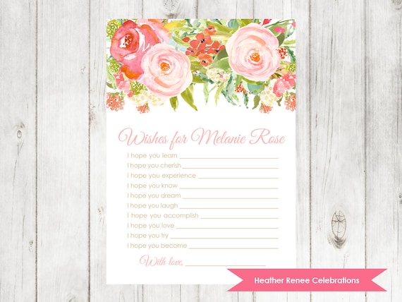 Wishes for Baby | Modern Baby Shower Game | Floral Watercolor Baby Sprinkle Printable Il_570xn