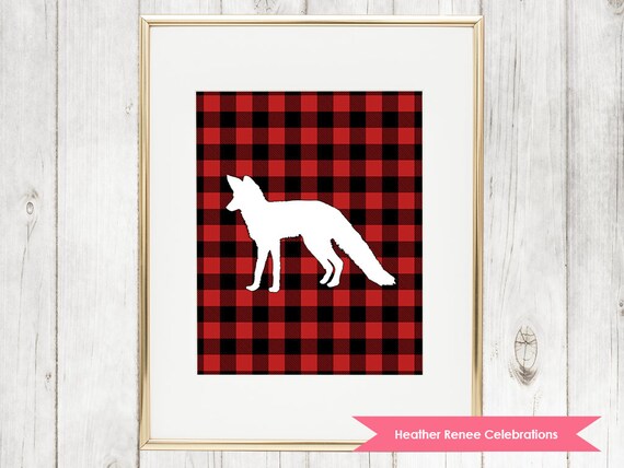 Woodland Nursery Fox Printable | Lumberjack Wall Art | Red Buffalo Plaid Print Instant Download Il_570xn