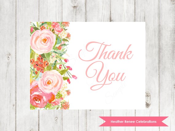 Watercolor Flower Baby Shower Thank You Note | Boho Baby Shower Note Card | Printable Baby Sprinkle Thank You | Larissa Collection Il_570xn