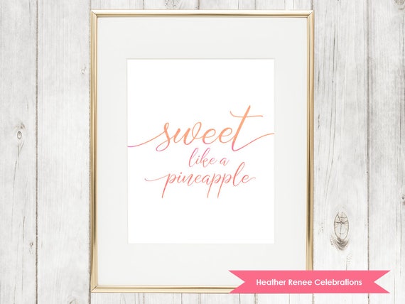 Pink and Orange Pineapple Nursery Print | Sweet Like a Pineapple Wall Art | Printable Decor Instant Download Il_570xn