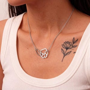 Pet memorial necklace, heart-shaped paw print interlocking necklace, personalized gift, anniversary gift, birthday gift