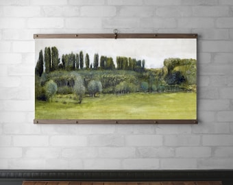 Vintage Landscape Tapestry Wall Hanging | Framed Canvas Print | Wood  Frame | Walnut or White Oak |  Brass Hardware | Sir Edward Burne-Jones