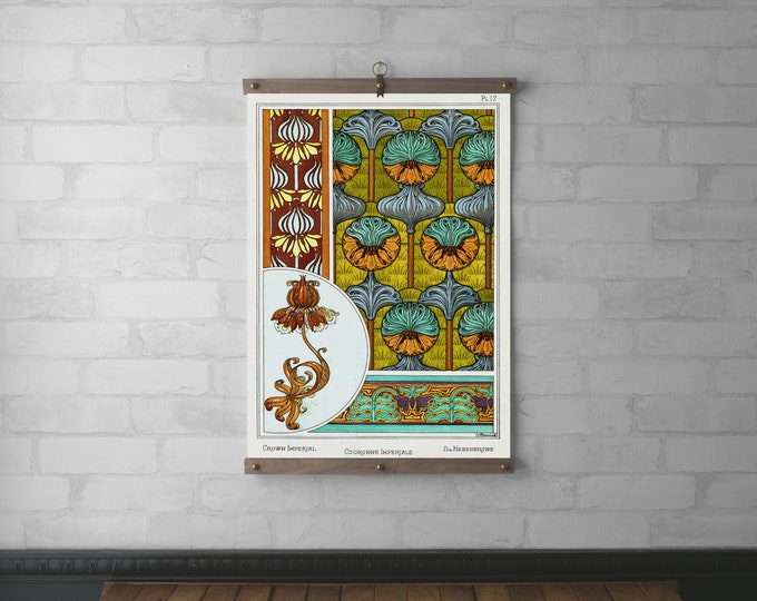 Art Nouveau Crown Imperial Botanical Chart