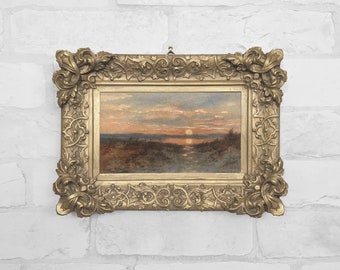 Small Gold or Black Ornate Framed Canvas Print | Antique Oil Painting Reproduction | Art Admirer Gift | Mothers Day Gift | No.1 - Sunset