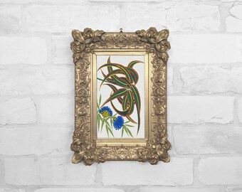 Gold Frame Wall Art | Antique Oil Painting Reproduction | Ornate Framed Canvas Print | Mothers Day Gift | No. 55 - Bright Botanical Blue