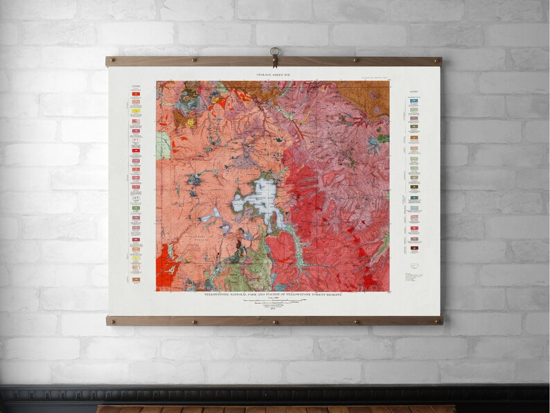 Yellowstone Geological Chart Wall Hanging Wood Poster Hanger Etsy