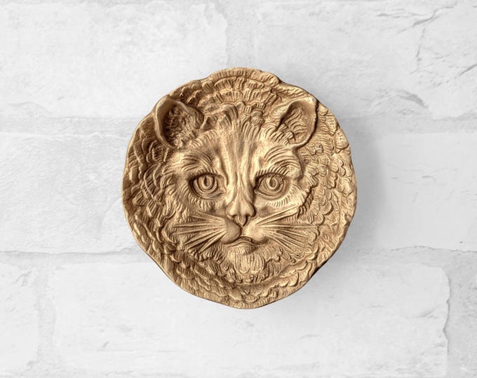 Cat Wall Hanging in Gold, Black & White