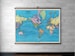 World Map 1897 Wall Hanging Tapestry, Canvas Print, Wood Poster Hanger, Walnut or White Oak with Solid Brass Hardware, Eco-Friendly Art Gift 