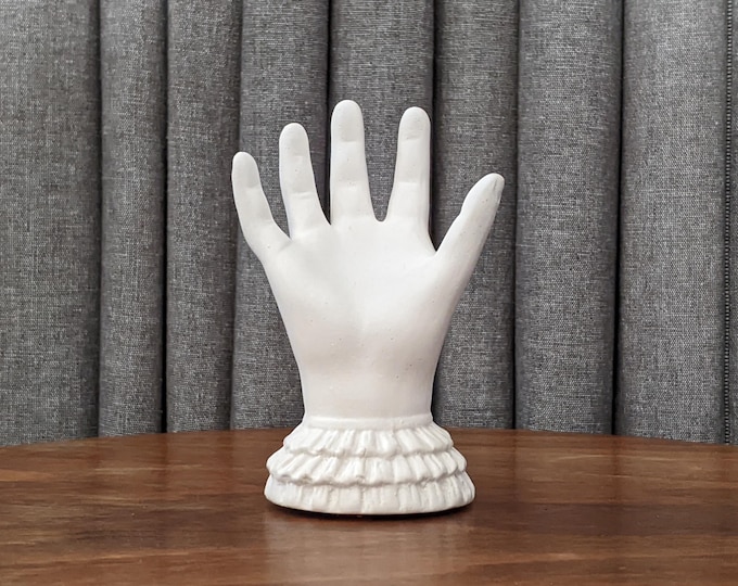 White Victorian Hand Sculpture Figurine with Art Card and Poem: Small Antique Reproduction