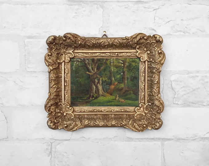 114 - Woodland Scene with Rabbits by Sir Hubert Von Herkomer