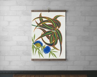 Spring Botanical Framed Art | Tapestry Wall Hanging | Wood Hanging Frame with Brass Hardware | Canvas Print | Bright Botanical No. 2