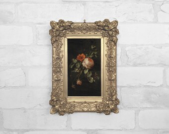 Small Gold or Black Ornate Framed Canvas Print | Antique Oil Painting Reproduction | Mothers Day Gift | No.64 - Still Life with Roses