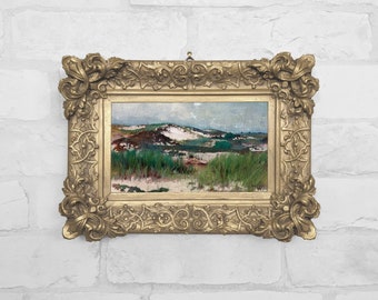 Small Antique Oil Painting Reproduction | Gold or Black Ornate Framed Canvas Print | Art Admirer Gift | Mothers Day Gift | No.3 - Sand Dune